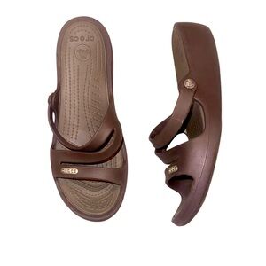 CROCS Patricia brown sandals semi wedge women’s shoes size 7
